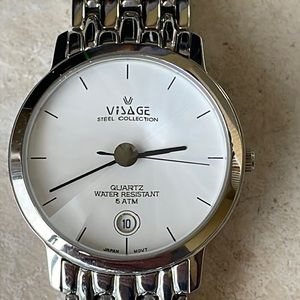 Visage men battery water resistant 5ATM stainless steel w/day